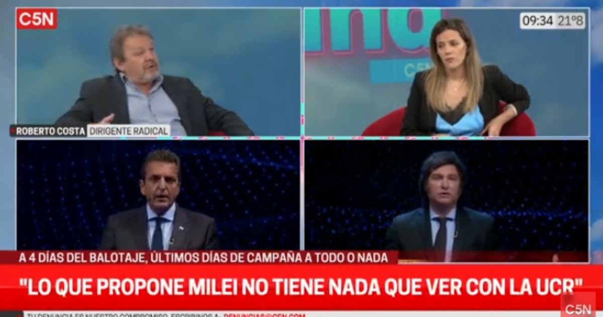 La imagen del programa de C5N con el ex senador bonaerense Roberto Costa.