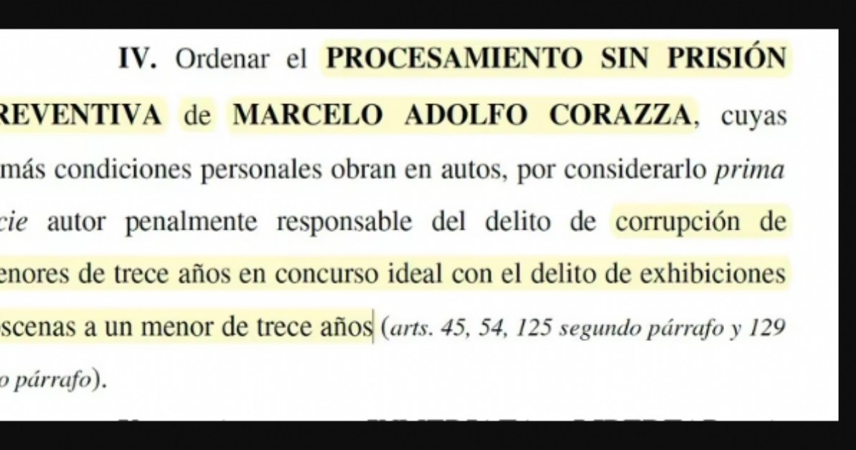 Corazza está en libertad. Así lo dispuso el juez Sánchez Sarmiento hace algunas semanas.