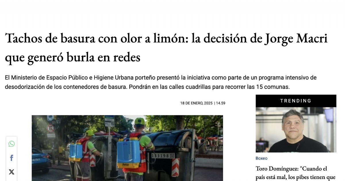 El escándalo inicial de rociar contenedores de basura con fragancia a limón.