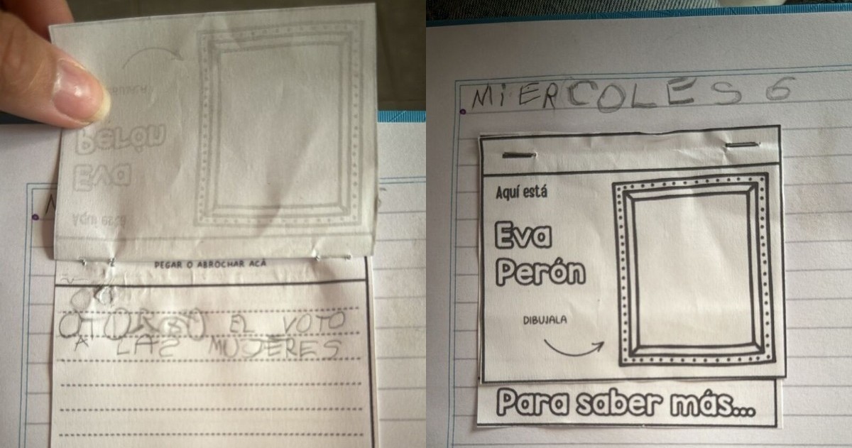 Imagen de una tarea de adoctrinamiento a niños de primaria.