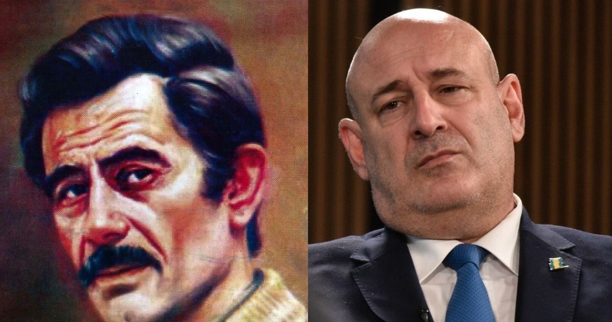El difunto e histórico dirigente gremial José Ignacio Rucci y el candidato a diputado Santiago Cúneo.