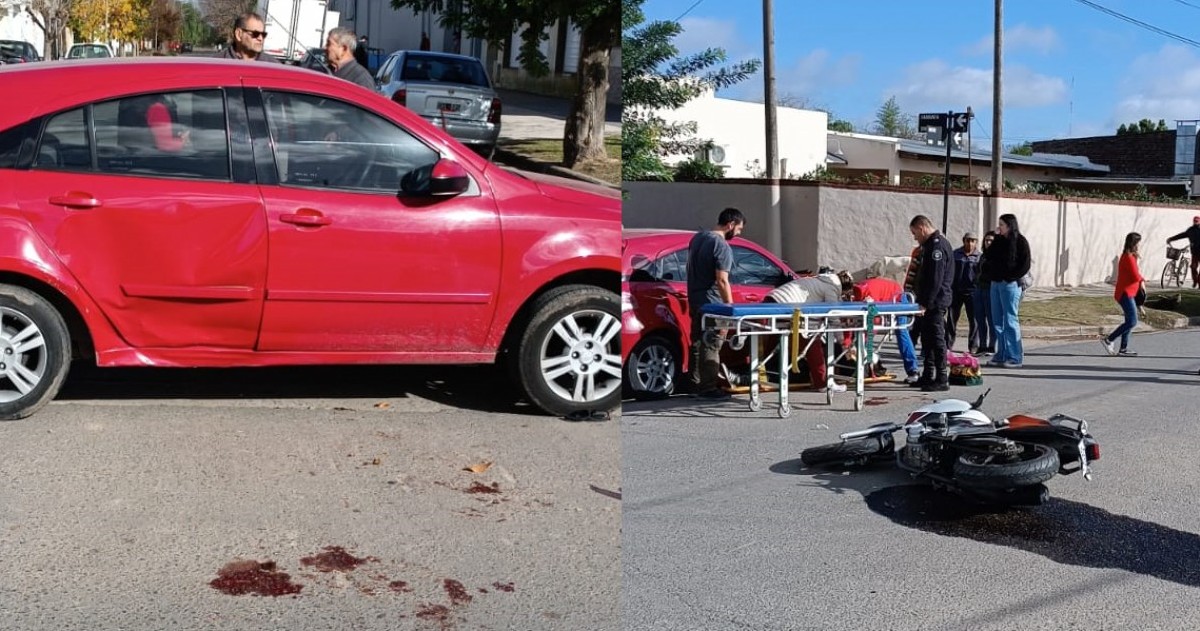 Un accidente de tránsito en la intersección de calle Carranza y Mitre, de la ciudad de Dolores.