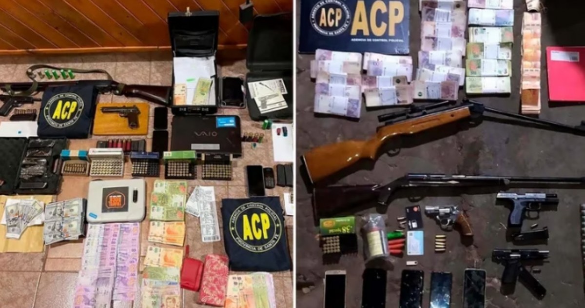 Se secuestró un millón y medio de pesos, 2.400 dólares y una gran cantidad de armas de fuego.