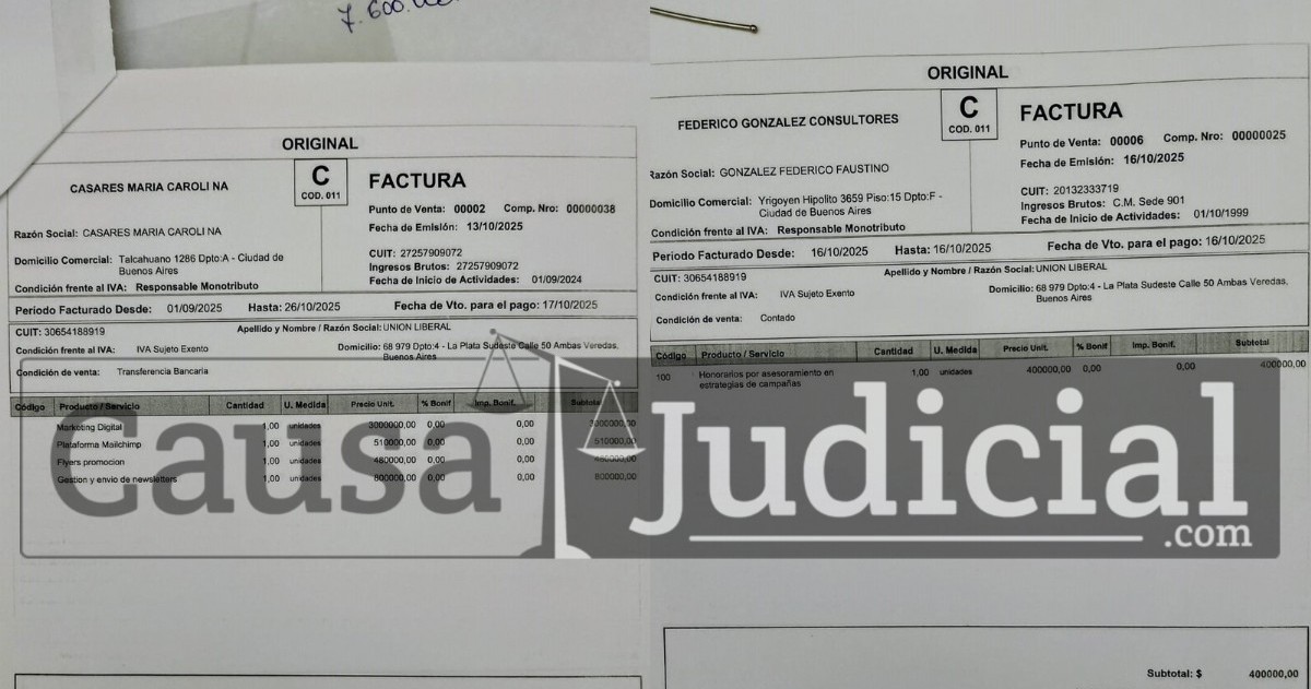 Facturación. (Foto: Causa Judicial)