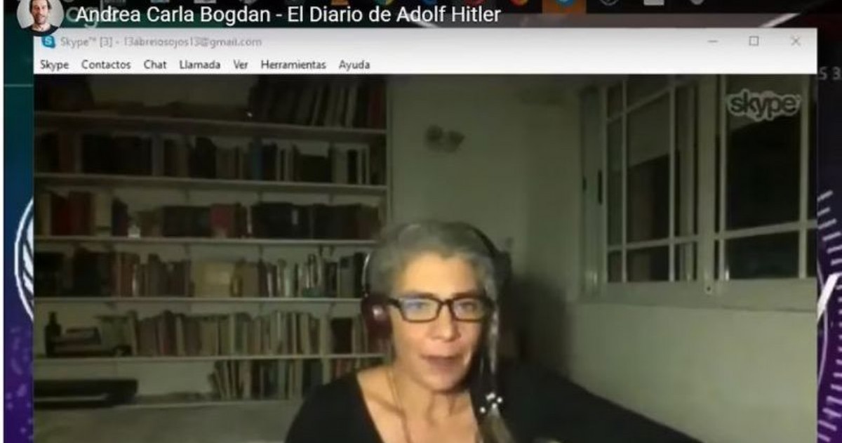 La expareja de Herrán, Andrea Bodgan, es una artista plástica que difundió información pronazi, se encuentra procesada sin prisión preventiva.