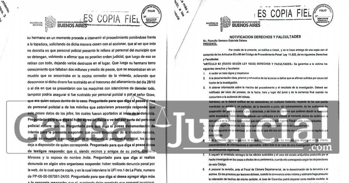 La acta de denuncia realizada. (Foto: Causa Judicial)