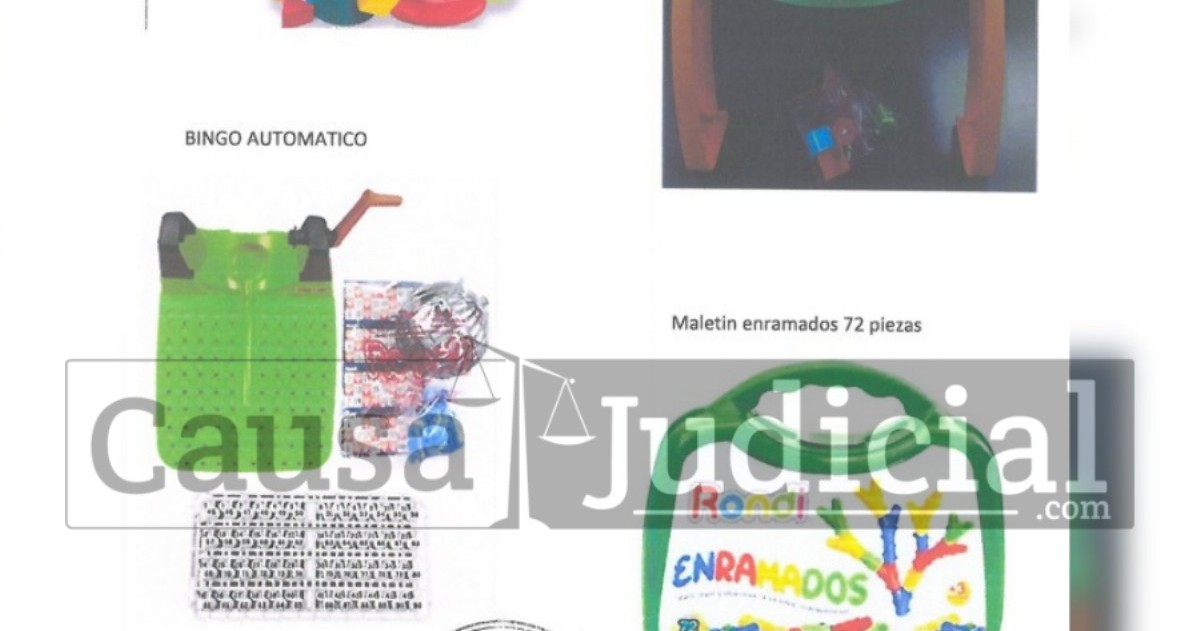 Se incluyen productos como bingos y maletines didácticos.
