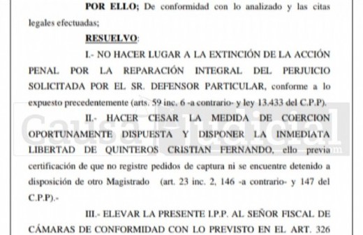 Persecusión política en Cambaceres: liberaron a uno de los detenidos por supuestas amenazas