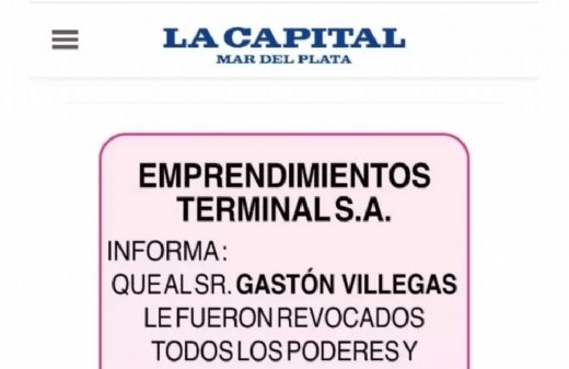 ¡Gastón Villegas afuera! La Capital Mar del Plata lo apartó del directorio